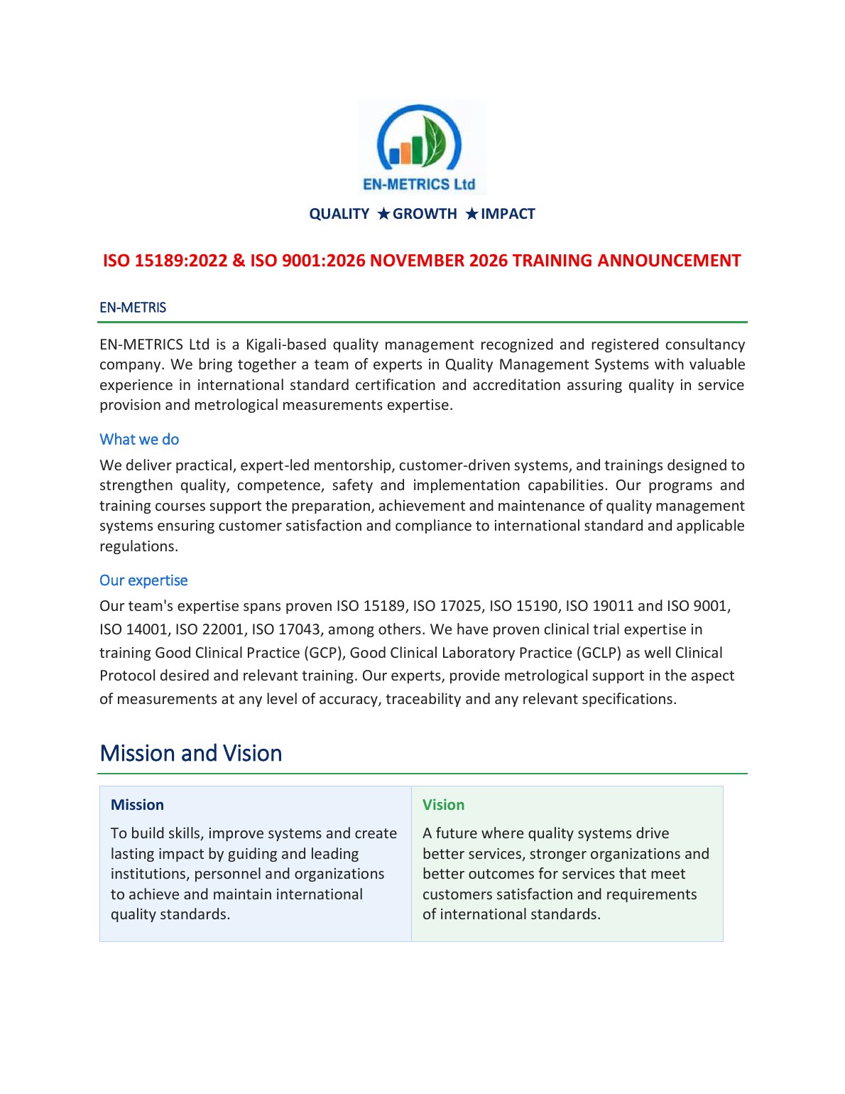 EN-METRICS company overview page 1